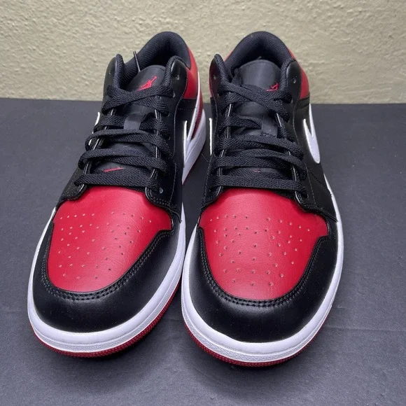 Nike Air Jordan 1 Low Men's Size 12 Shoes Black Gym Red White New 553558-066 nby - Picture 2 of 10